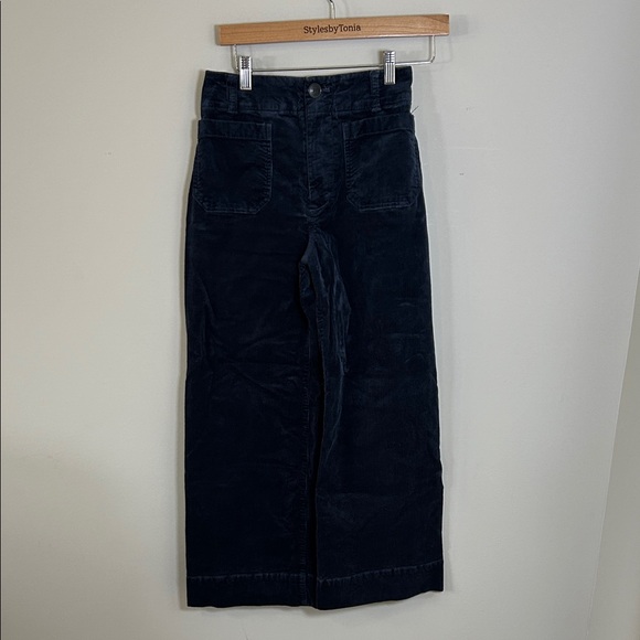 Maeve Corduroy Navy Wide-Leg Pants - Picture 3 of 12